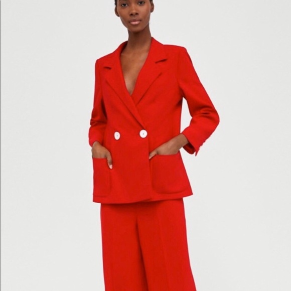 zara red blazer
